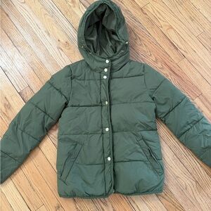 Women’s J Crew Merchantile Green Puffer Coat
